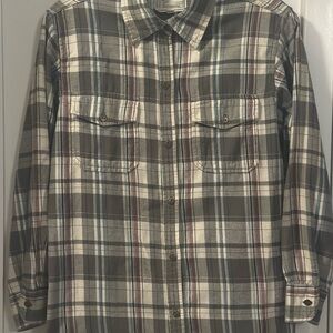 Grey, Blue, & White Plaid Button-Up Shirt